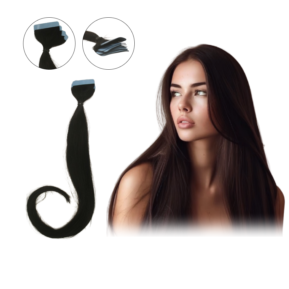 Mega Hair Fita Adesiva Cabelo Humano 60cm Castanho escuro