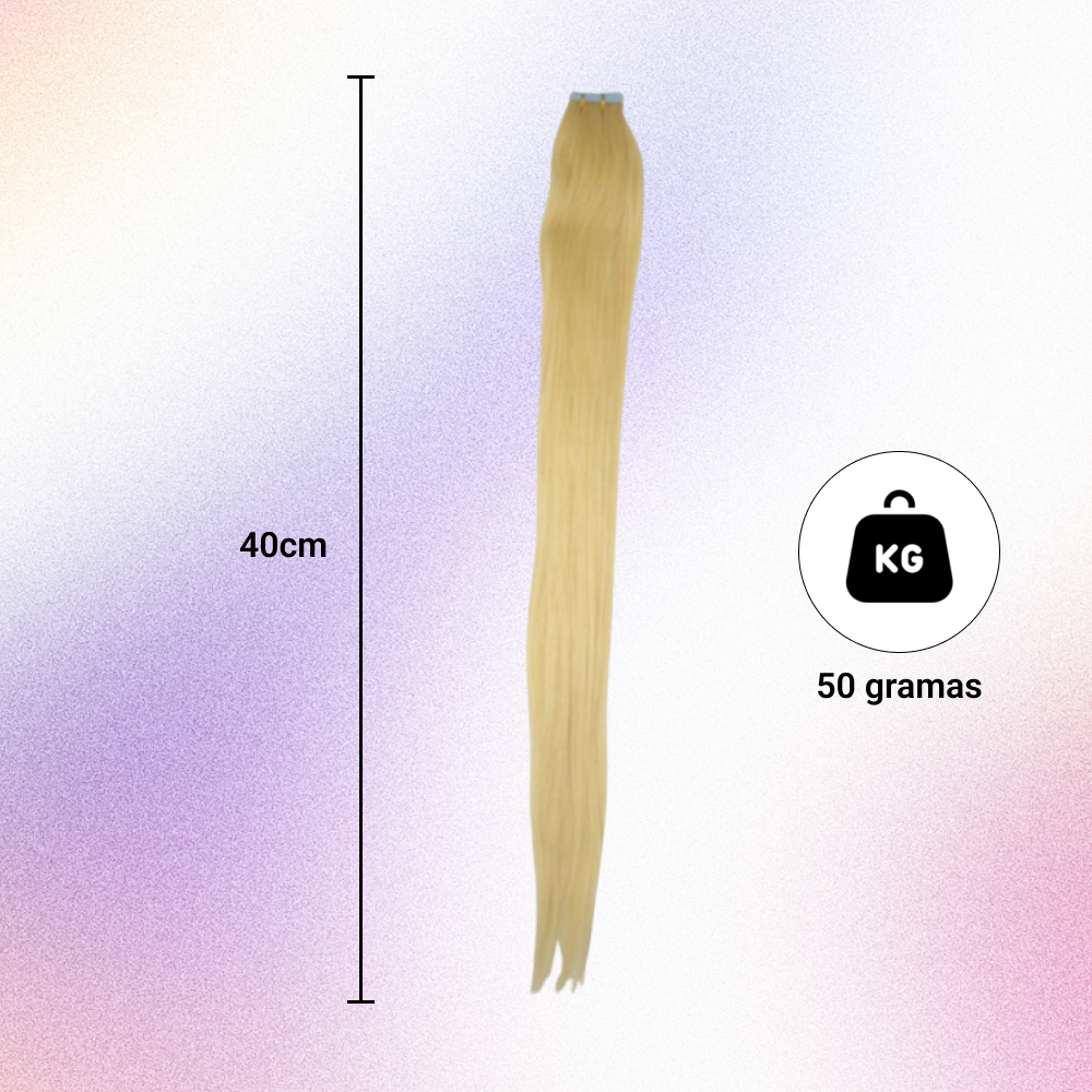 Mega Hair Fita Adesiva Cabelo Humano 40cm Loiro Médio