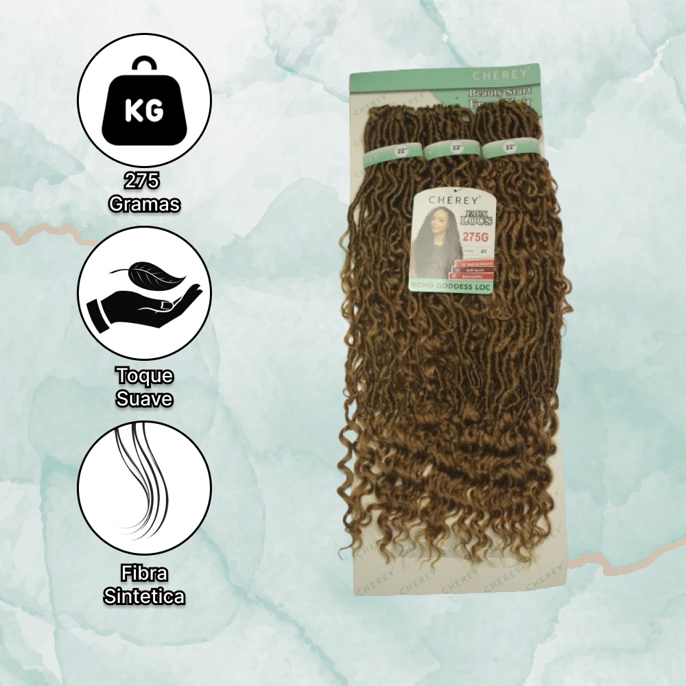 Cabelo Boho Goddess Loc Cherey Fibra Sintética 275g Para Crochet Braid