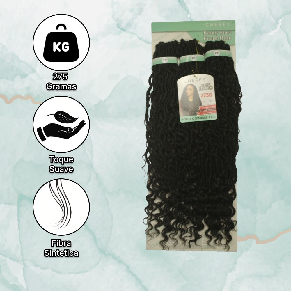 Cabelo Boho Goddess Loc Cherey Fibra Sintética 275g Para Crochet Braid