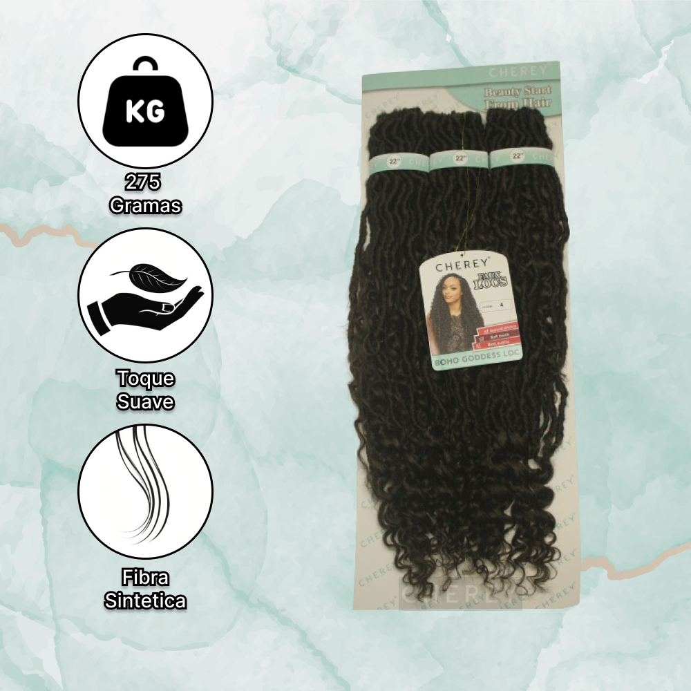 Cabelo Boho Goddess Loc Cherey Fibra Sintética 275g Para Crochet Braid