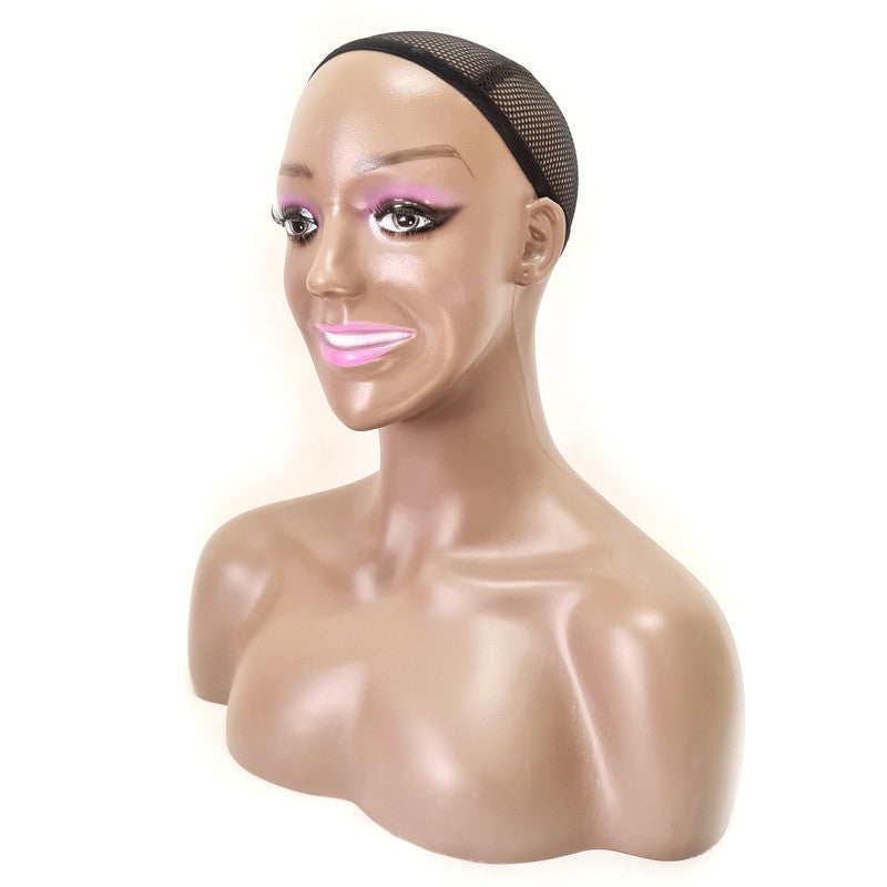 Cabeça de Boneca para Expor com ombro peruca Sorrindo