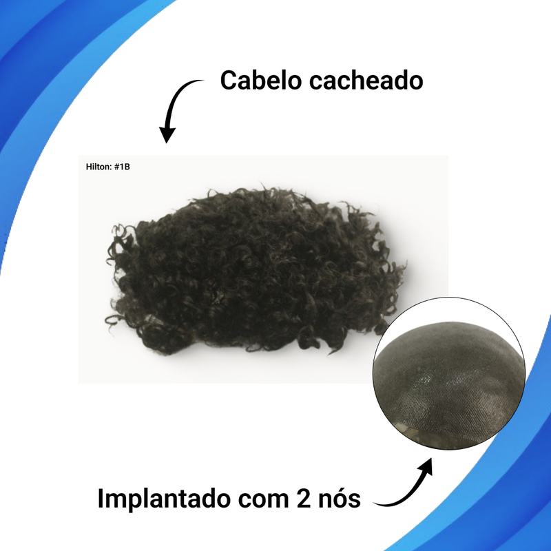Protese Capilar masculina micropele cacheada Hilton 15cl 20x25