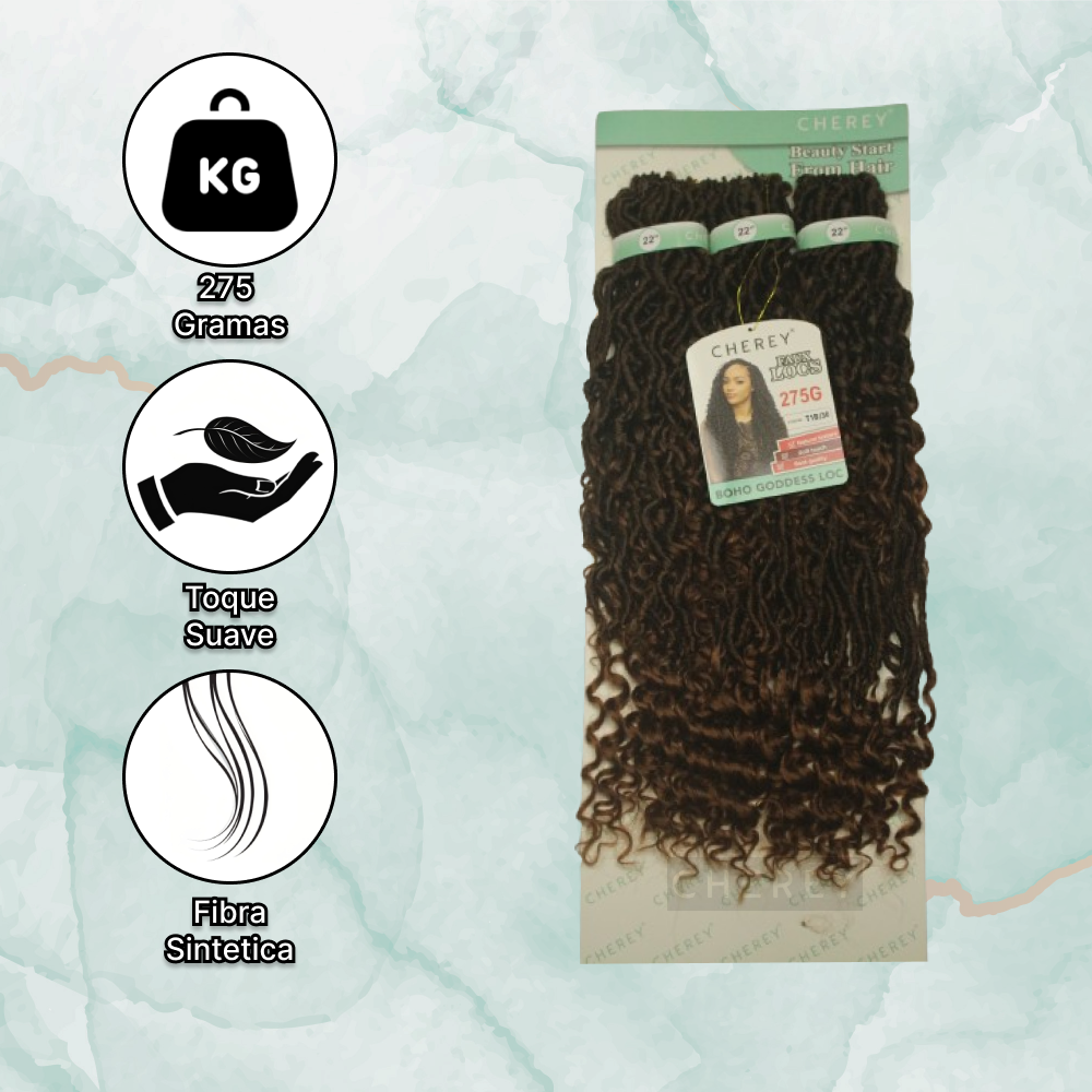 Cabelo Boho Goddess Loc Cherey Fibra Sintética 275g Para Crochet Braid