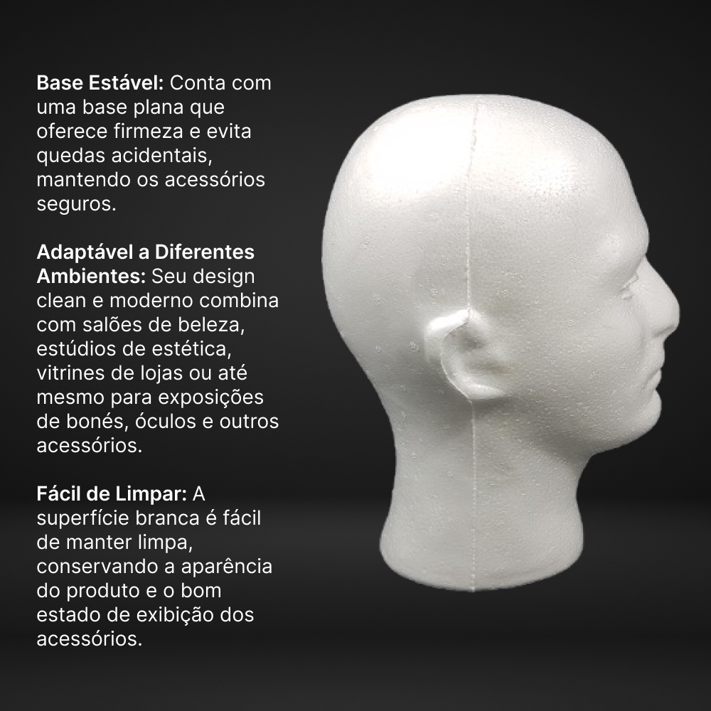 Manequim De Isopor Masculino Porta Peruca E Prótese Capilar