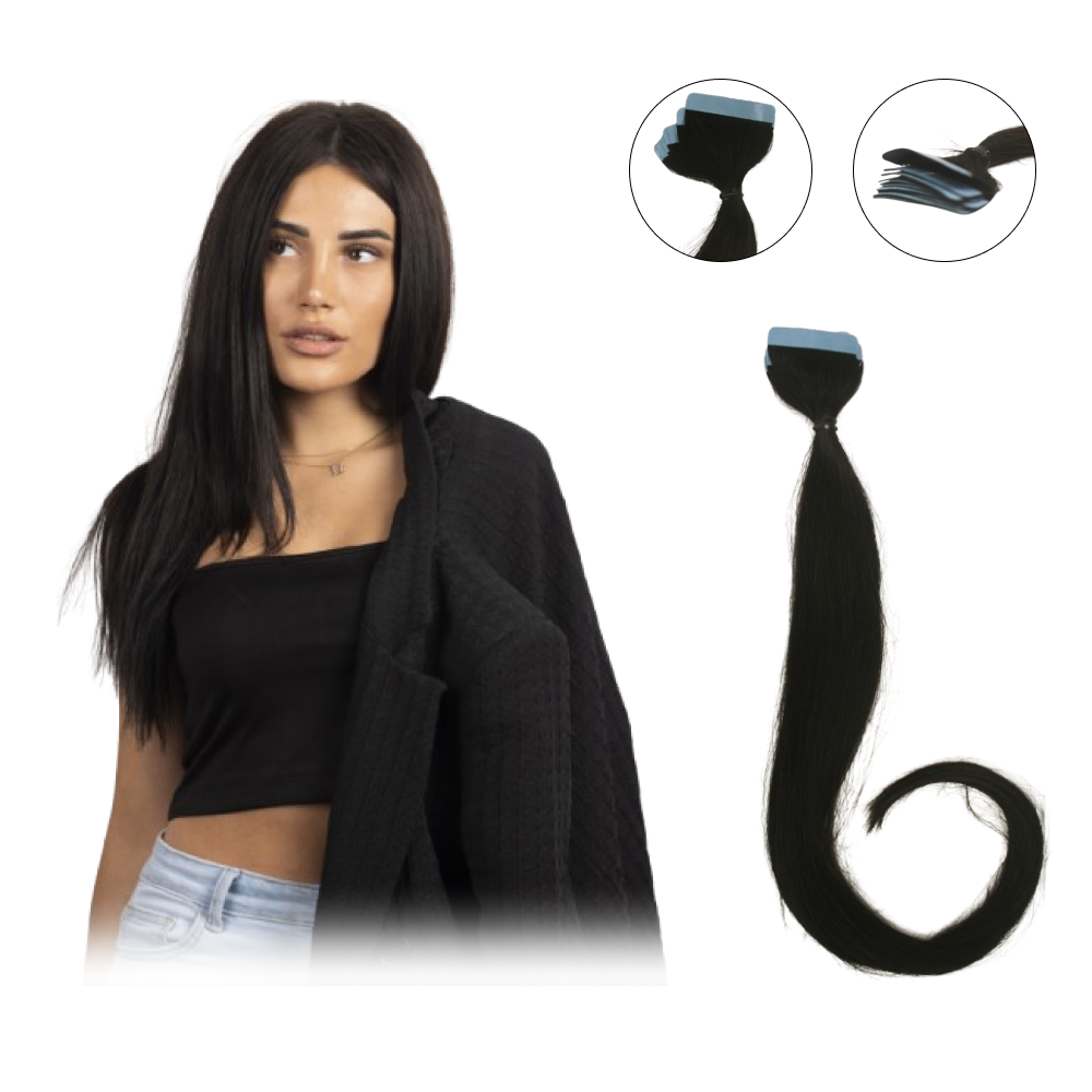 Mega Hair Tape Human Hair 50cm Dark Brown 10 strands 