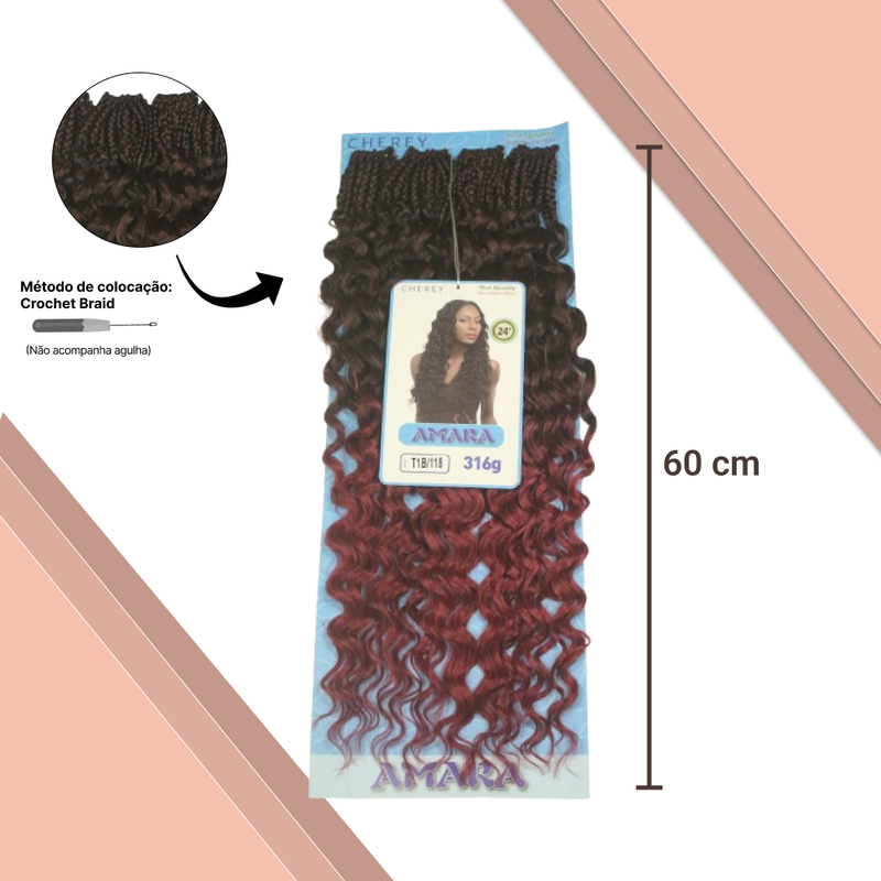 Cabelo  Amara Fibra Sintética 316g  60cm Para Crochet Braids