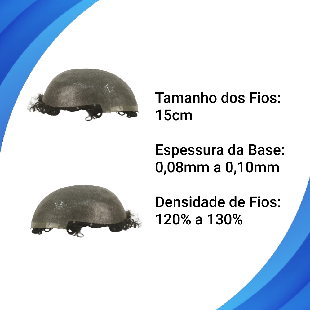 Prótesis capilar masculina de micropiel rizada Hilton 15 cl 18 x 23