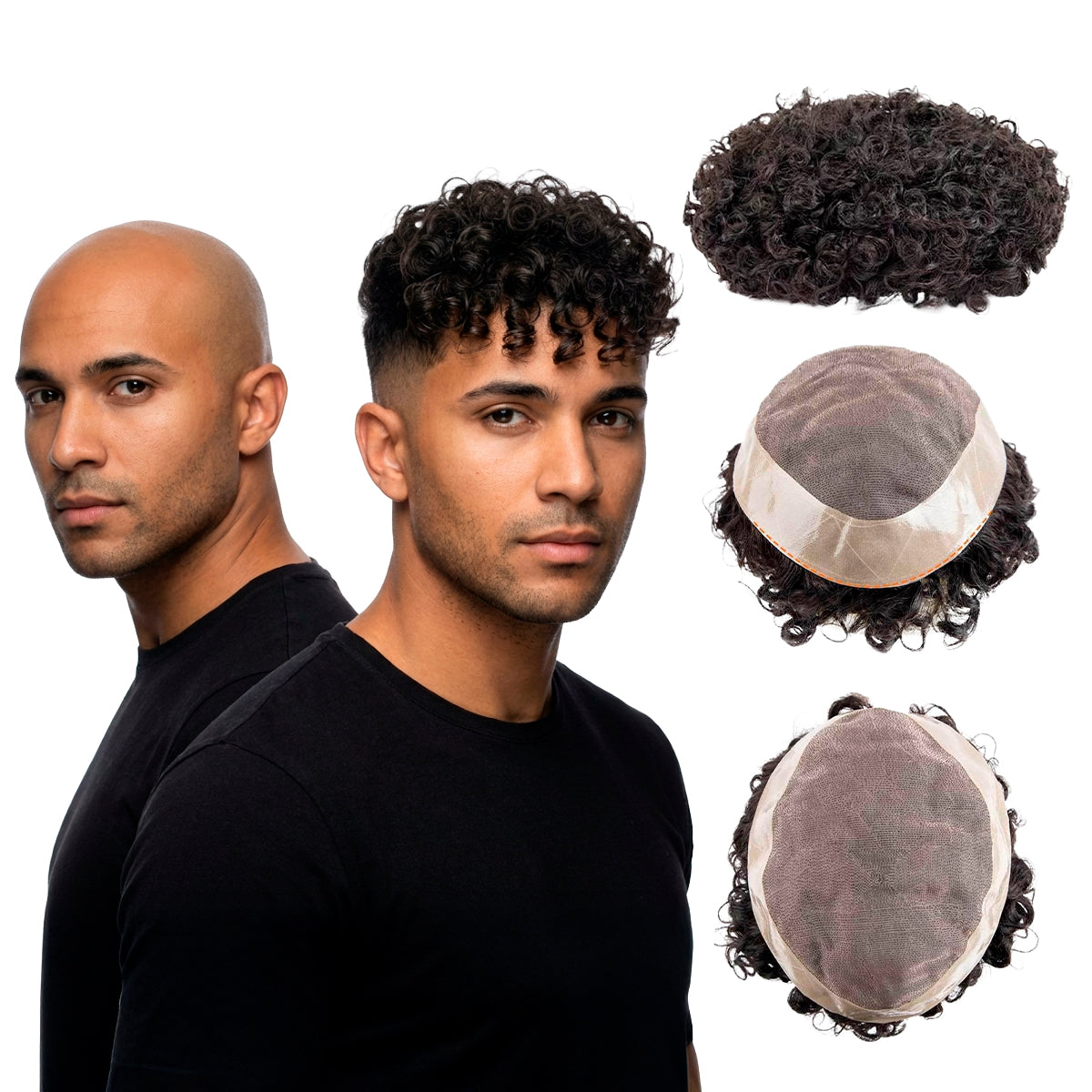 Protese Capilar masculina micropele cacheada Hilton 15cl 18x23