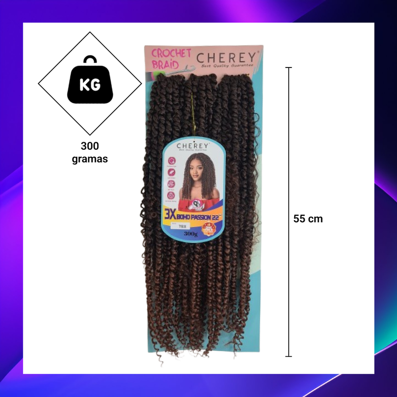 Hair Extension 3x Boho Passion 55cm 300g Crochet Braid – cherey.com.br Hair Extension 3x Boho Passion 55cm 300g Crochet Braid – cherey.com.br