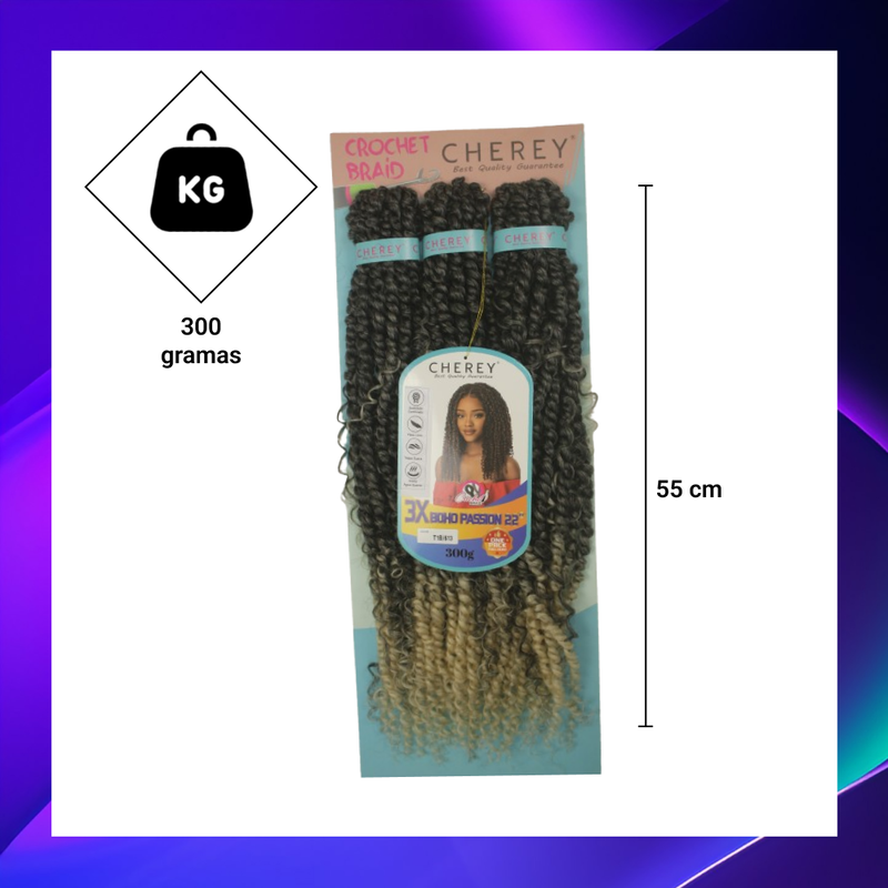 Aplique Cabelo 3x Boho Passion 55cm 300g Crochet Braid