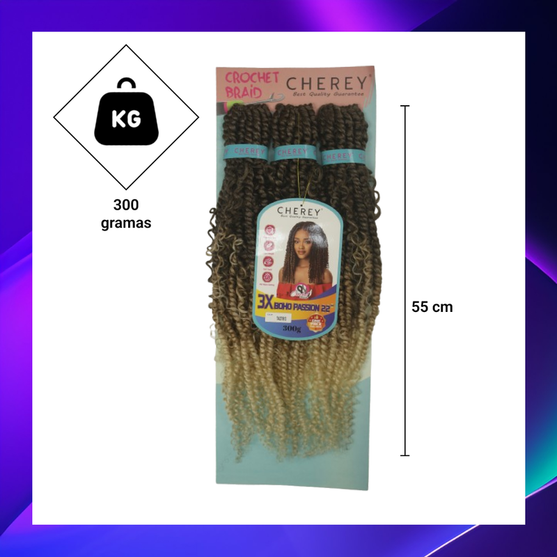 Aplique Cabelo 3x Boho Passion 55cm 300g Crochet Braid