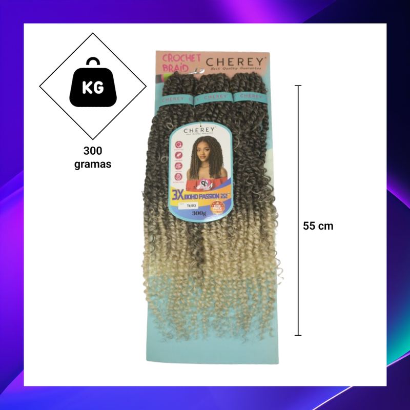 Aplique Cabelo 3x Boho Passion 55cm 300g Crochet Braid