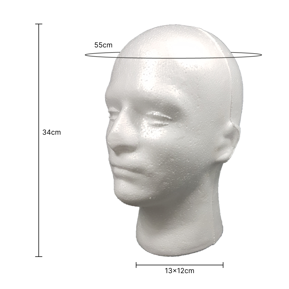 Male Styrofoam Mannequin Holds Wig and Hair Prosthesis