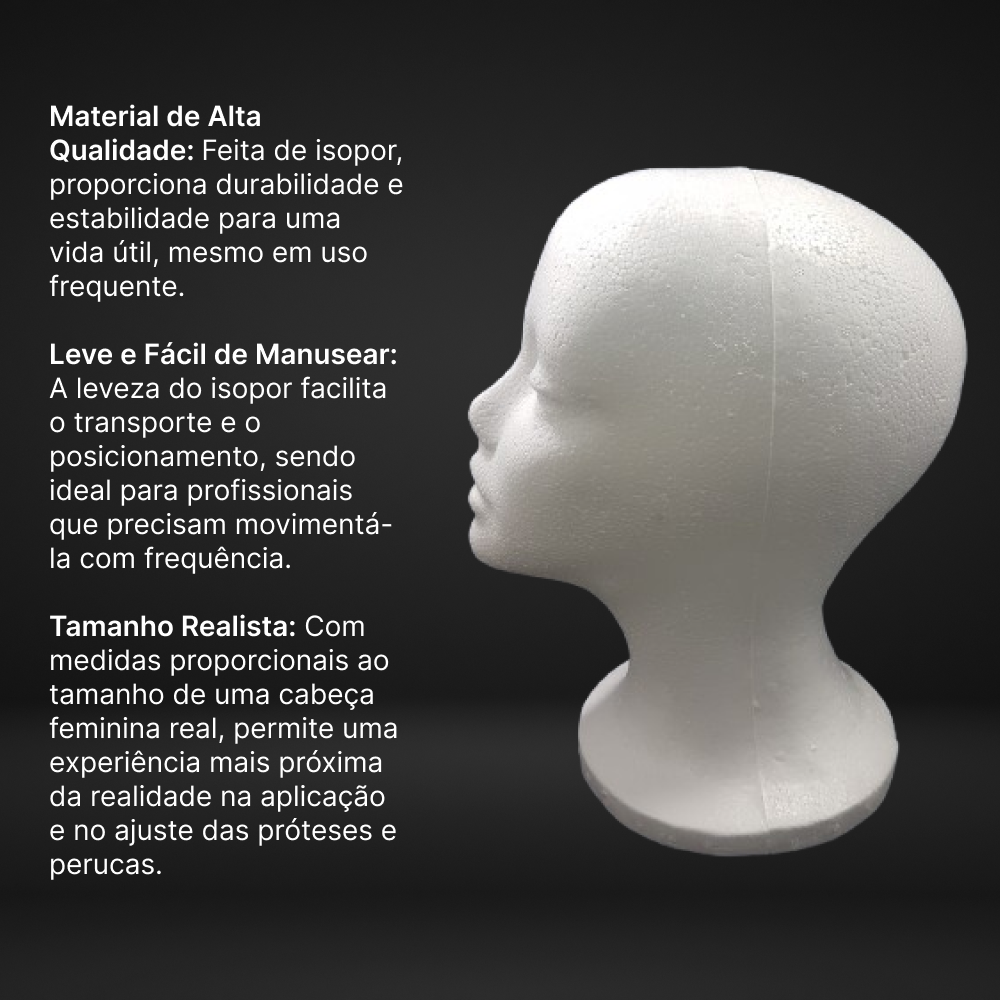 Female Styrofoam Mannequin Holds Wig and Hair Prosthesis